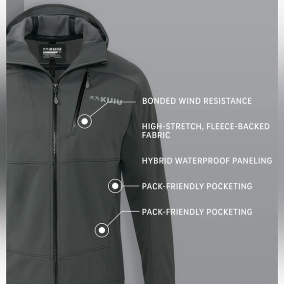 KUIU Men’s Axis Hybrid Hooded Jacket in Charcoal Gray, Size XXL, Nice Condition! - Picture 2 of 8